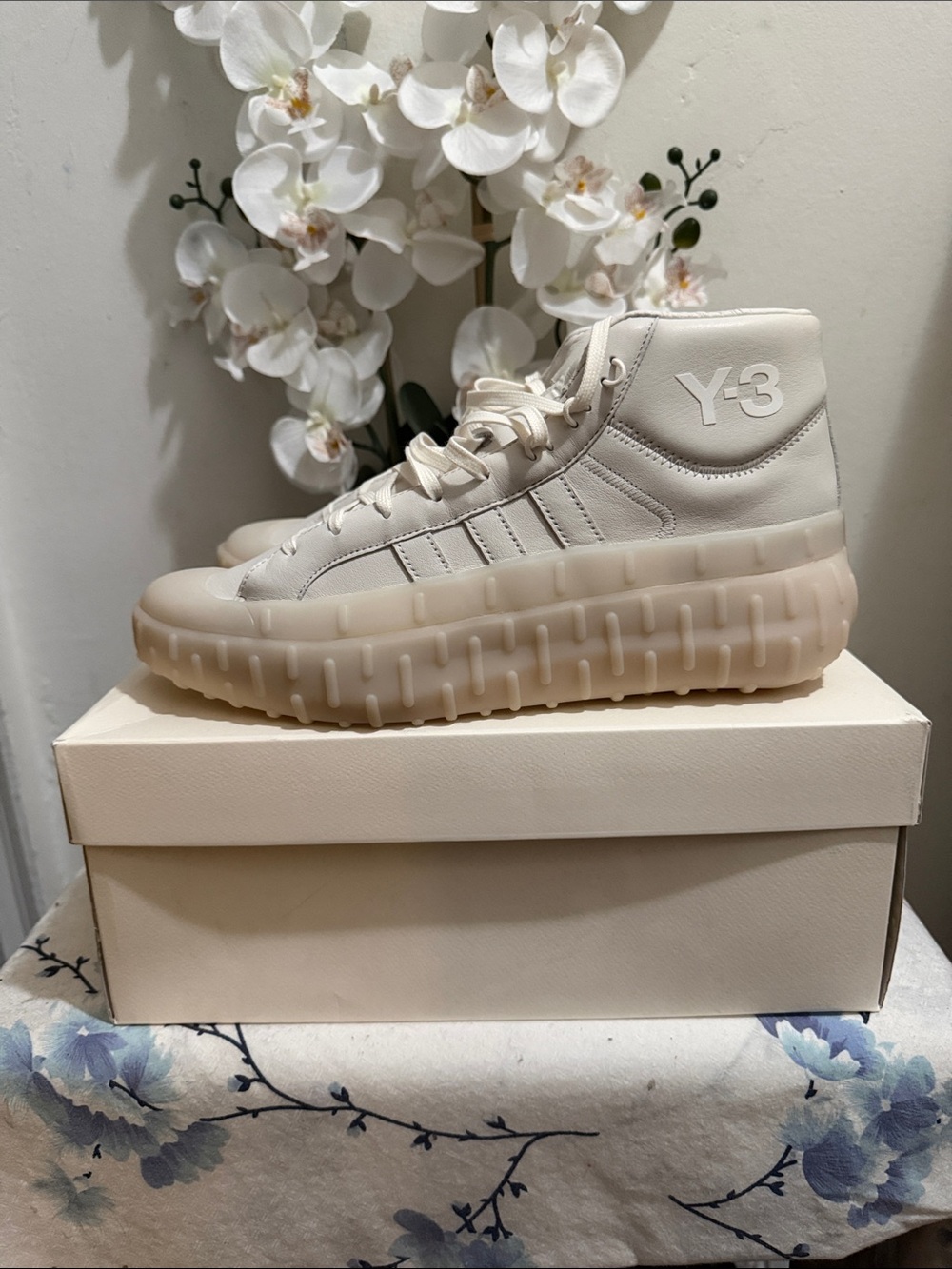 Y-3 Off-White High-Top Sneakers